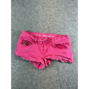 Dollhouse Denim Jean Cut Off Shorts Womens 31 Pink Sequined Pockets Sexy Summer